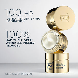 retinol correxion deep wrinkle rich cream
100 hr ultra replenishing hydration
100% had their deep wrinkles visibly reduced
clinically proven