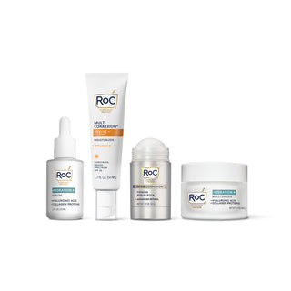 HYDRATE + FIRM AM PM ROUTINE set image including: HYDRATION+ SERUM, MULTI CORREXION® REVIVE + GLOW MOISTURIZER SPF 30, DERM CORREXION® FIRMING SERUM STICK, HYDRATION+ MOISTURIZER.