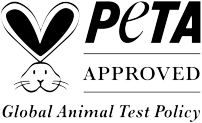 PETA Approved- Global Animal Test Policy. PETA logo