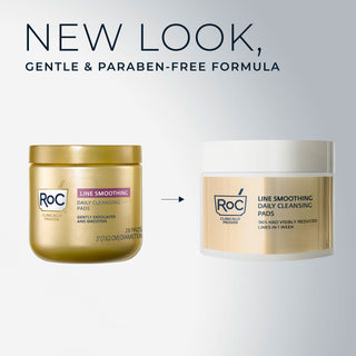 New look gentle & paraben-free formula
line smoothing daily cleansing pads