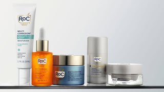 RoC 35 protocol - Revive + glow daily serum, derm correxion firming serum stick, derm correxion dual eye cream, multi correxion hydrate + plump moisturizer, and multi correxion firm + lift anti sagging firming cream