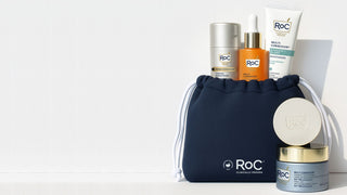 RoC Cosmetic Bag, Dual eye Cream, Revive + Glow Daily Serum, Hydrate + Plump Moisturizer SPF, Firming Serum Stick, Anti-Sagging Firming Cream
