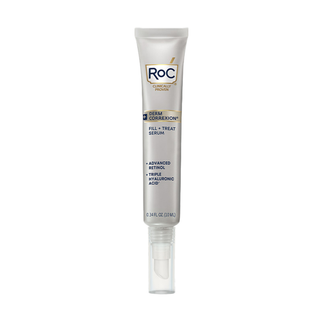 A single tube of ROC Dermocosmetic Serum FILL + TREAT on a solid white background, with a clear cap.