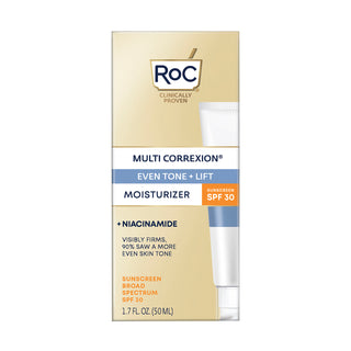 MULTI CORREXION® Even Tone + Lift Daily Moisturizer SPF 30 box featuring the new white packaging with the same formula.