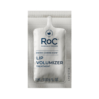 RoC Derm Correxion Lip Volumizer treatment packet on a white background