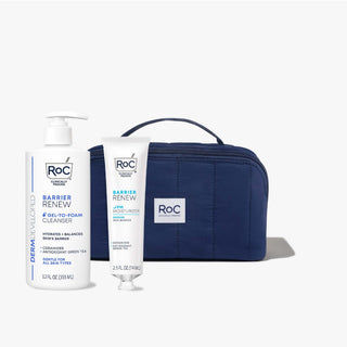 barrier renew nighttime routine with cosmetic bag
