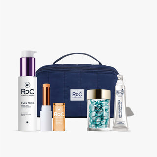 prime, prep, protect with cosmetic bag