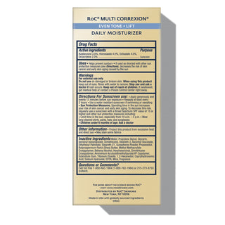 MULTI CORREXION® Even Tone + Lift Daily Moisturizer SPF 30 back of box