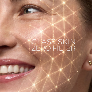 Woman smiling with glass effect on her face
Glass Skin Zero Filter
