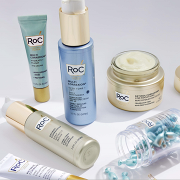 Collage of RoC Skincare products