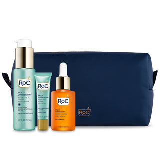 TSA-Approved Firm + Plump Routine - Image of 3 products and cosmetic case