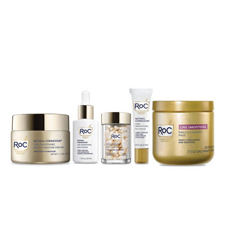 Image of collection that includes Line Smoothing Retinol Collection includes RETINOL CORREXION® Line Smoothing Daily Serum, RETINOL CORREXION® Line Smoothing Max Hydration Cream, RETINOL CORREXION® Line Smoothing Eye Cream, RETINOL CORREXION® Line Smoothing Night Serum Capsules, and Line Smoothing Daily Cleansing Pads