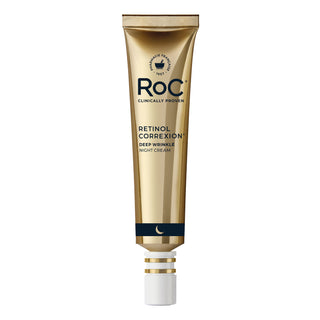 RoC Retinol Correxion deep wrinkle night cream tube on a white background