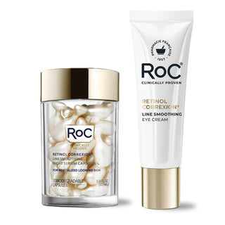 RoC skincare products (Line Smoothing EYE CREAM, LINE SMOOTHING NIGHT SERUM CAPSULES)