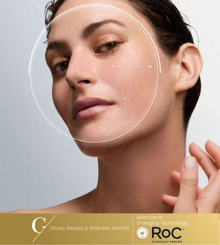 Model with an AI scan overlay on her face
Gloss Beauty & Wellness Awards. Best Use of Emerging Technology
RoC Clinically proven