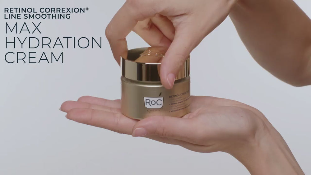 Retinol Correxion Line Smoothing Max Hydration Cream
Swipe onto face
powered by RoC retinol + hyaluronic acid
deeply hydrate + visibly smooth