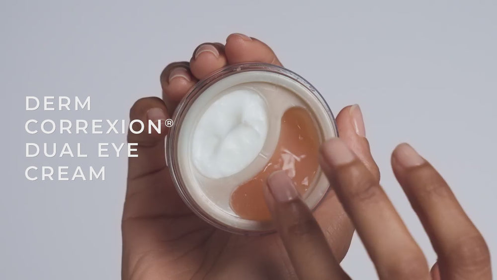 derm correxion dual eye cream
step 1: apply pink gel to upper eye
step 2: tap cream under eye
90% saw visibly smoother lifted eyes