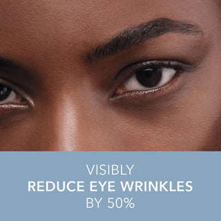 Close-up image of model's eyes. Visibily reduce eye wrinkles by 50%.